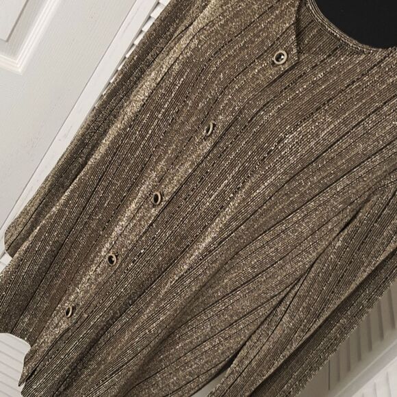 Alfred Dunner Gold and Black Button Down Shirt - Picture 2 of 11